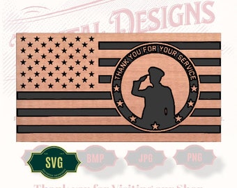 Thank you for your service Flag for cnc machines - svg and dxf file included - Military Flag