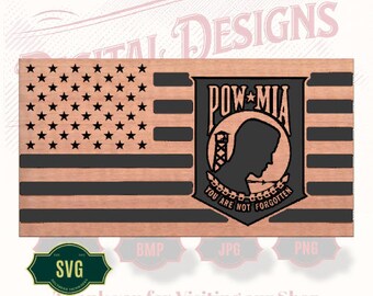 POW MIA Flag for cnc machines - svg and dxf file included - Military Flag