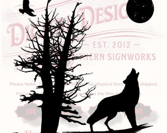 CNC and Laser cut file - Wolf Scene - SVG files