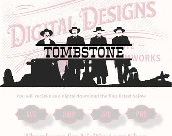 Tombstone 5 Western SVG files for cnc router  and laser engraving  - Tombstone - Wyatt Earp -