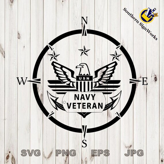 Download Compass Rose With Navy Veteran Svg And Cut Files For Etsy