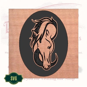 Hermoso archivo SVG de placa ovalada de caballo para fresadoras CNC, grabado láser y máquinas de corte de vinilo.