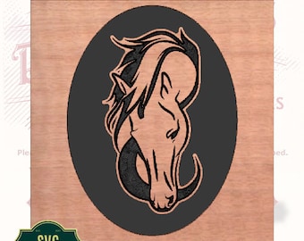 Horse Oval Plaque SVG File – CNC Router, Laser Cut (Digital Download)