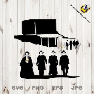 Western - Tiroteio na cena OK Corral - Arquivos SVG para gravação a laser e roteador cnc