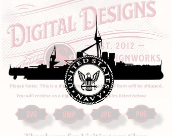Navy Ship with Embllem - SVG files for laser engraving, vinyl cutting and cnc router