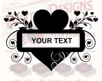 Hearts with Text svg file for cnc router and laser engraving