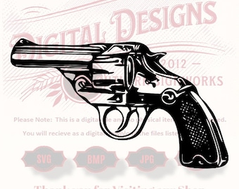 Revolver - Pistol - Handgun - SVG files for laser engraving and cnc router