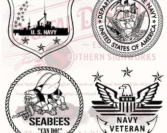 U S Navy bundle. 4 files for Laser engraving, CNC Routers and Vinyl Cutters.
