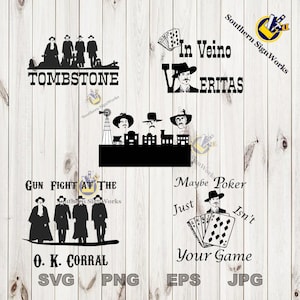 Western - Old West Bundle - Tombstone - Doc Holiday - Wyatt Earp -  SVG files for cnc router and laser engraving