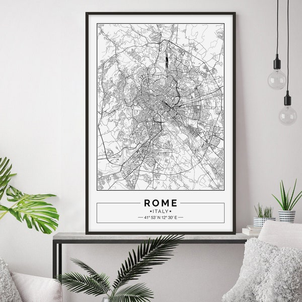 Roma Map Wall Art Etsy