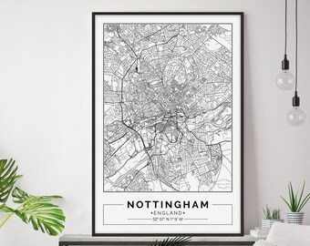 Nottingham Map Print - Etsy