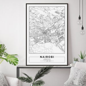 Nairobi Map Print Nairobi Map Poster Nairobi Wall Art - Etsy