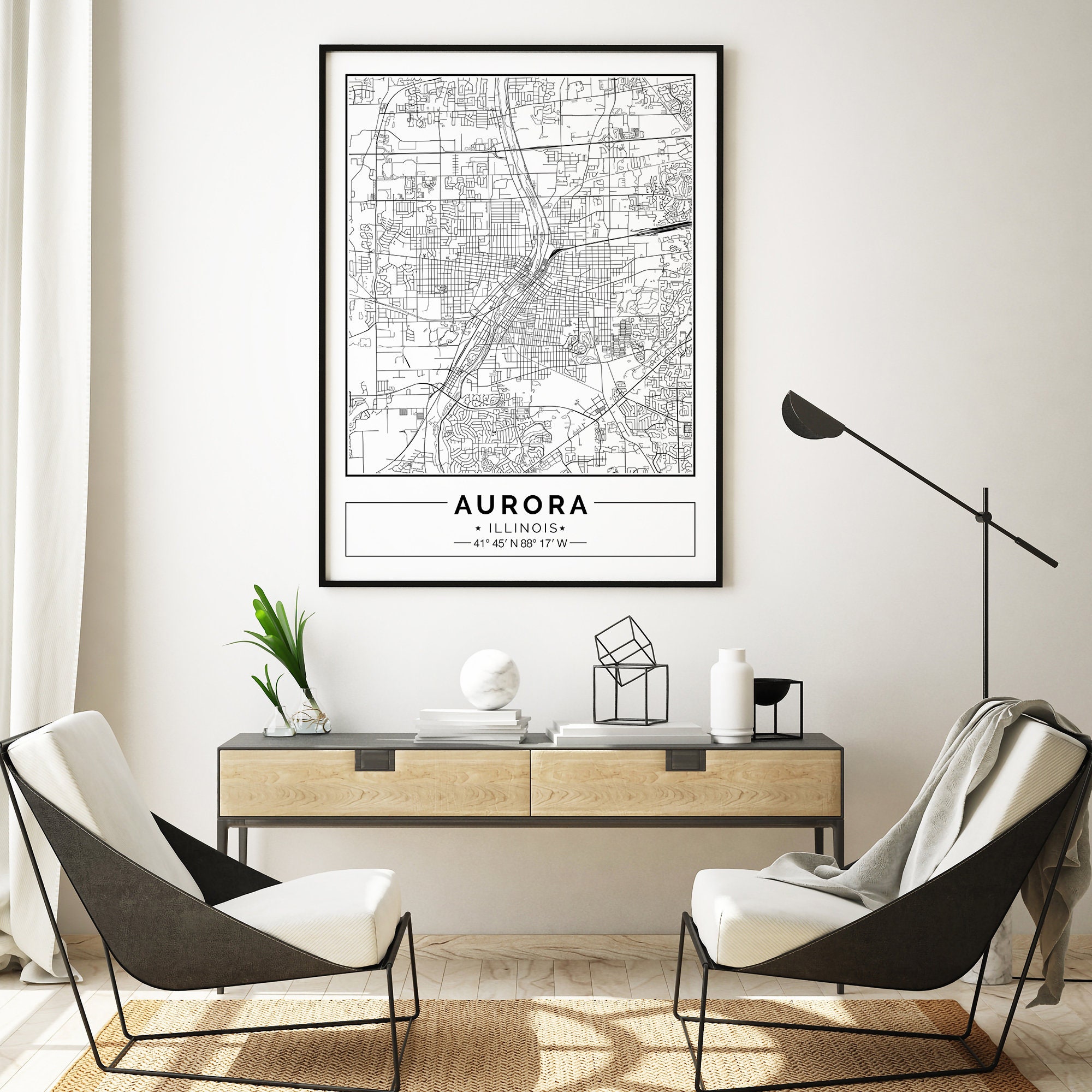 Aurora Map Print Aurora Map Poster Aurora Wall Art Aurora Etsy