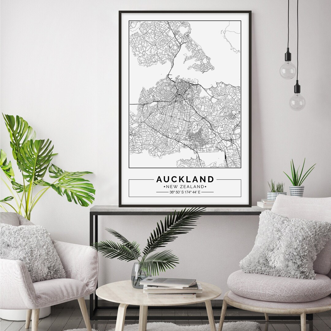 Auckland Map Print Auckland Map Poster Auckland Wall Art Etsy
