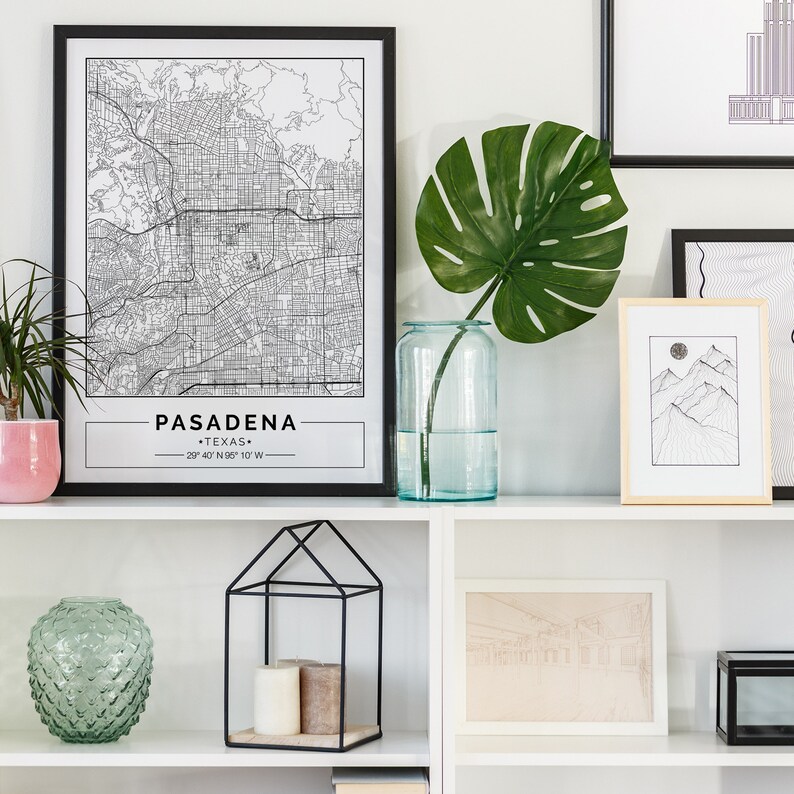 Pasadena TX Map Print Pasadena Map Poster Pasadena Wall Art Etsy