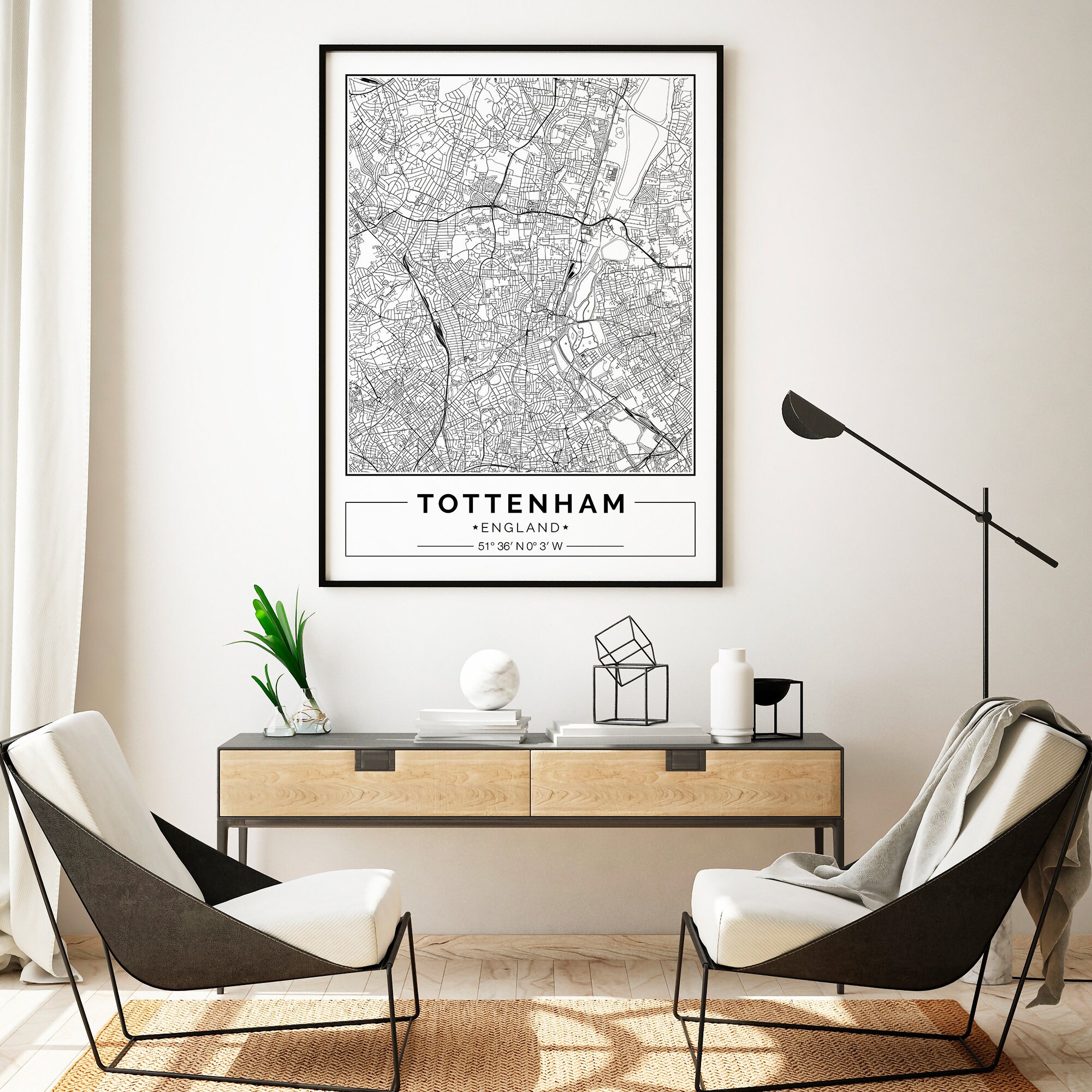 Tottenham UK map print Tottenham map poster Tottenham wall | Etsy