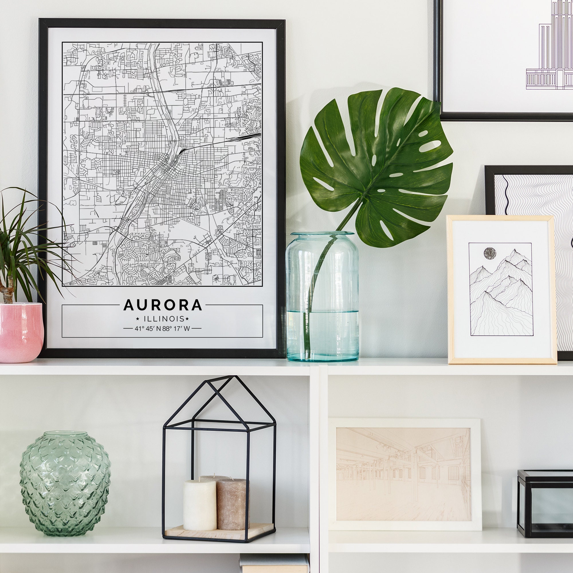 Aurora Map Print Aurora Map Poster Aurora Wall Art Aurora Etsy