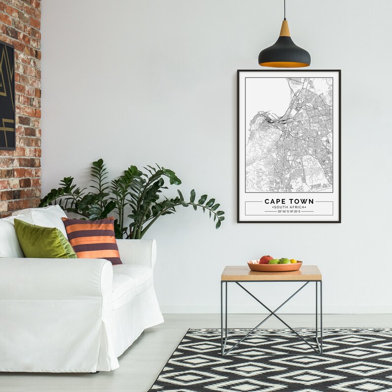 Cape Town Map Print Cape Town Map Poster Cape Town Wall Art Etsy