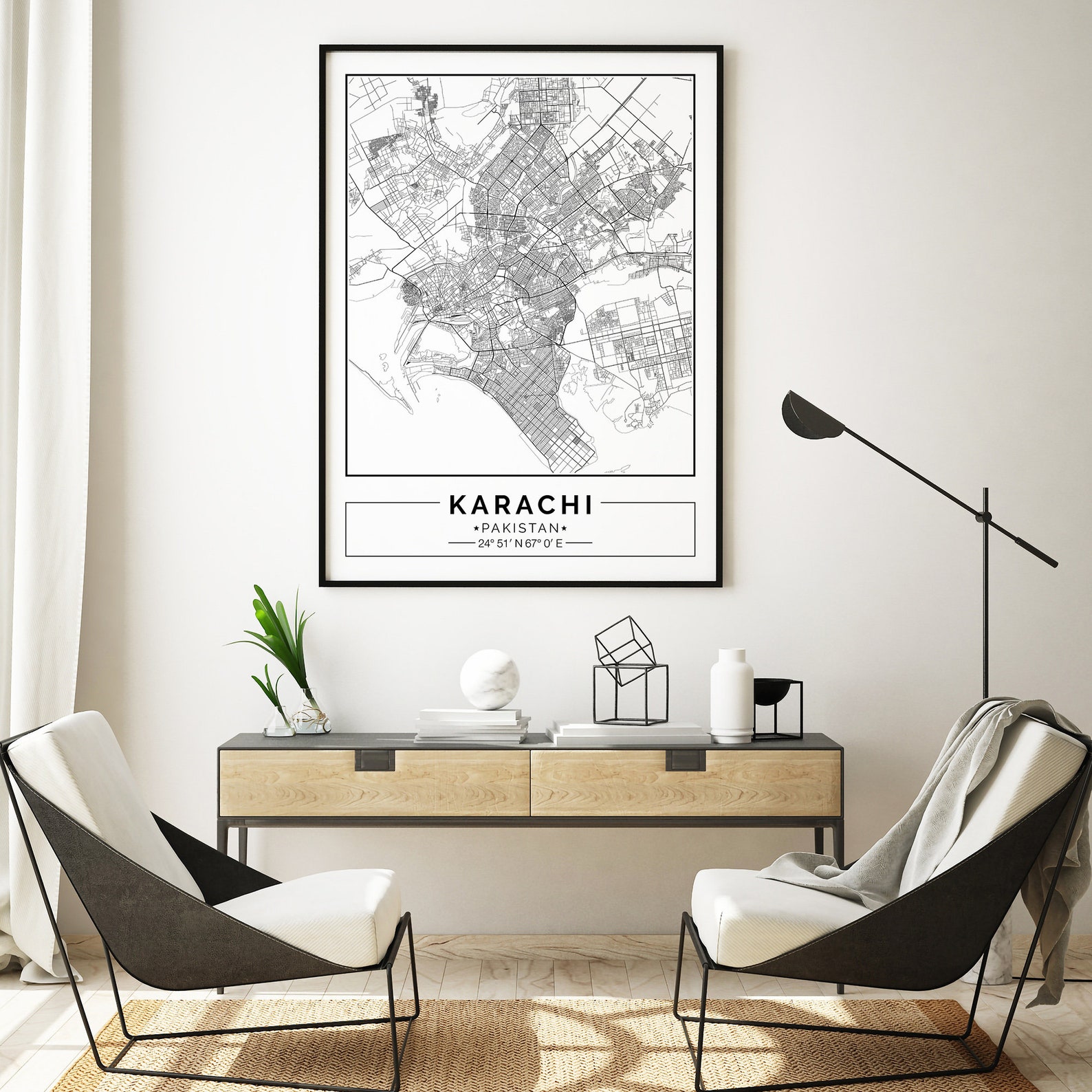 Karachi Map Print Karachi Map Poster Karachi Wall Art Etsy