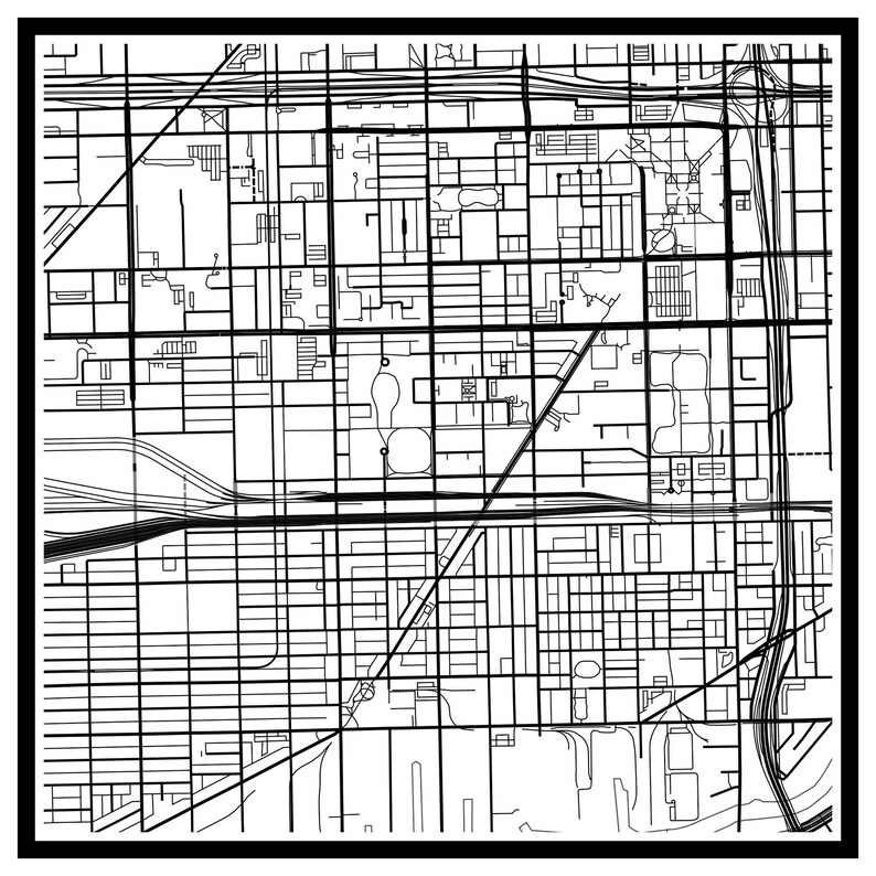 Downtown Chicago map print Chicago map poster Chicago wall | Etsy
