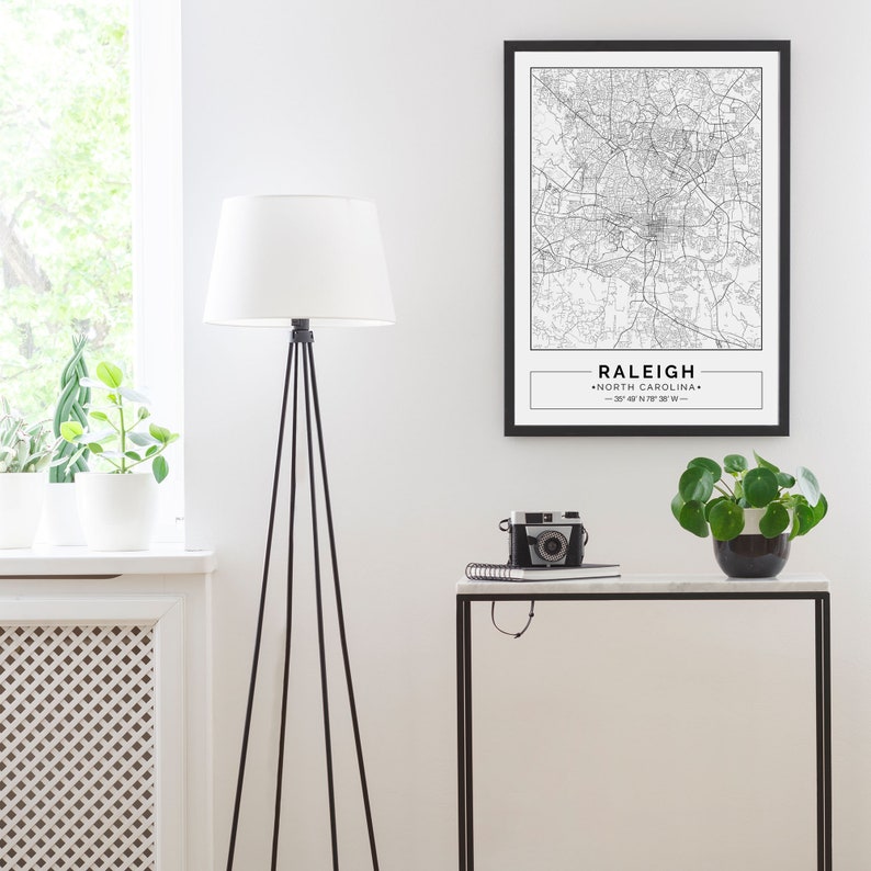 Raleigh Map Print Raleigh Map Poster Raleigh Wall Art Etsy
