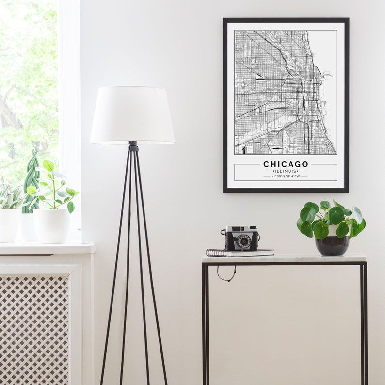 Downtown Chicago Map Print Chicago Map Poster Chicago Wall | Etsy