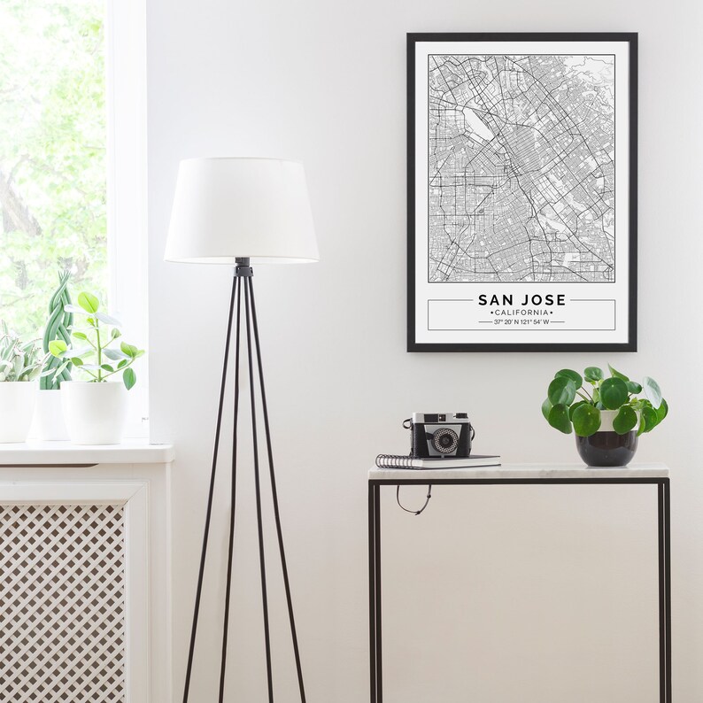 San Jose map print San Jose map poster San Jose wall art Etsy