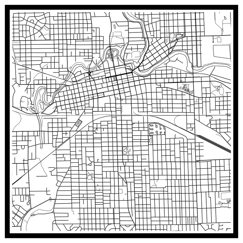 Fort Wayne map print Fort Wayne map poster Fort Wayne wall | Etsy