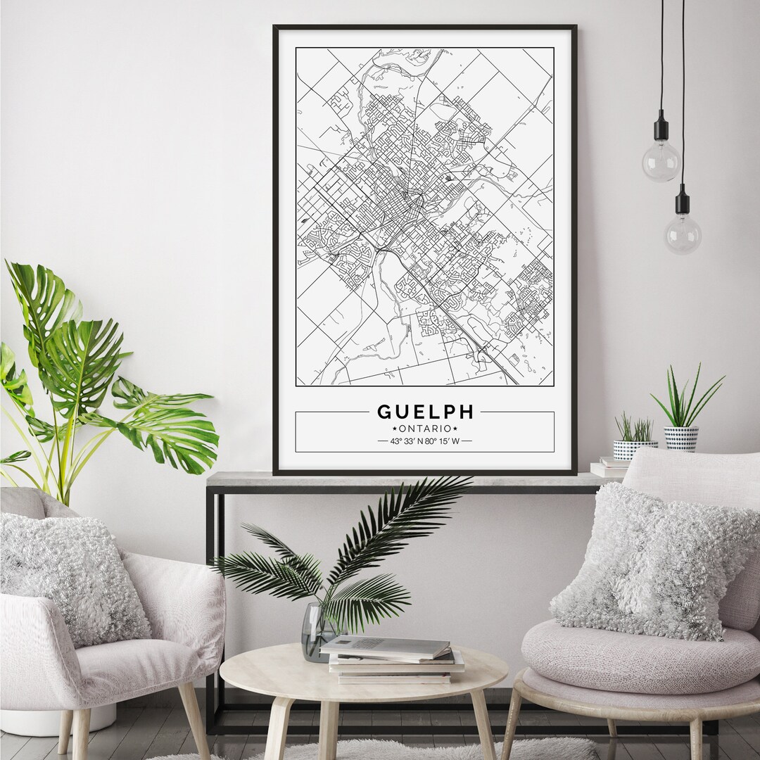 Guelph ON Map Print Guelph Map Poster Guelph Wall Art Etsy