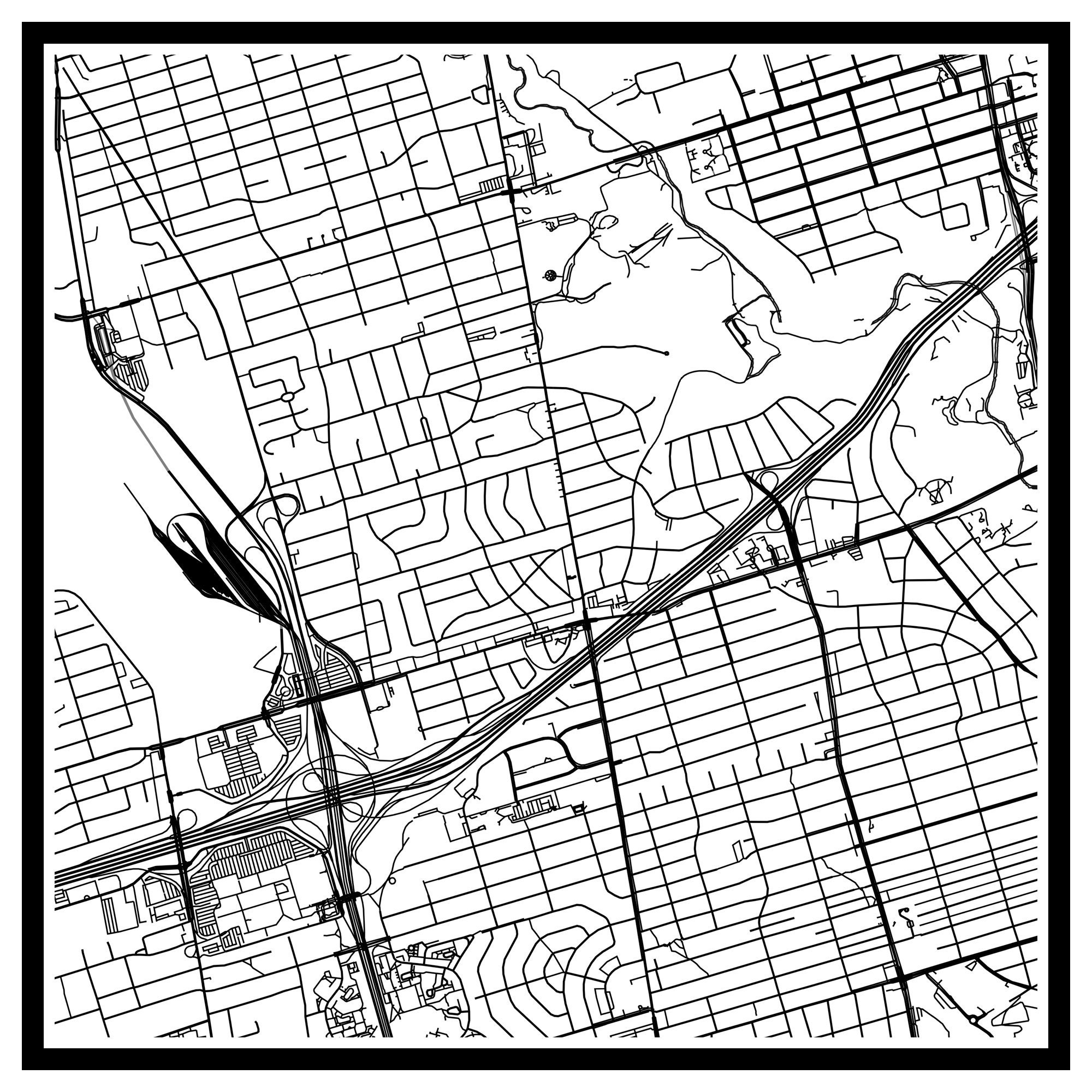 North York Map Print North York Map Poster North York Wall Etsy