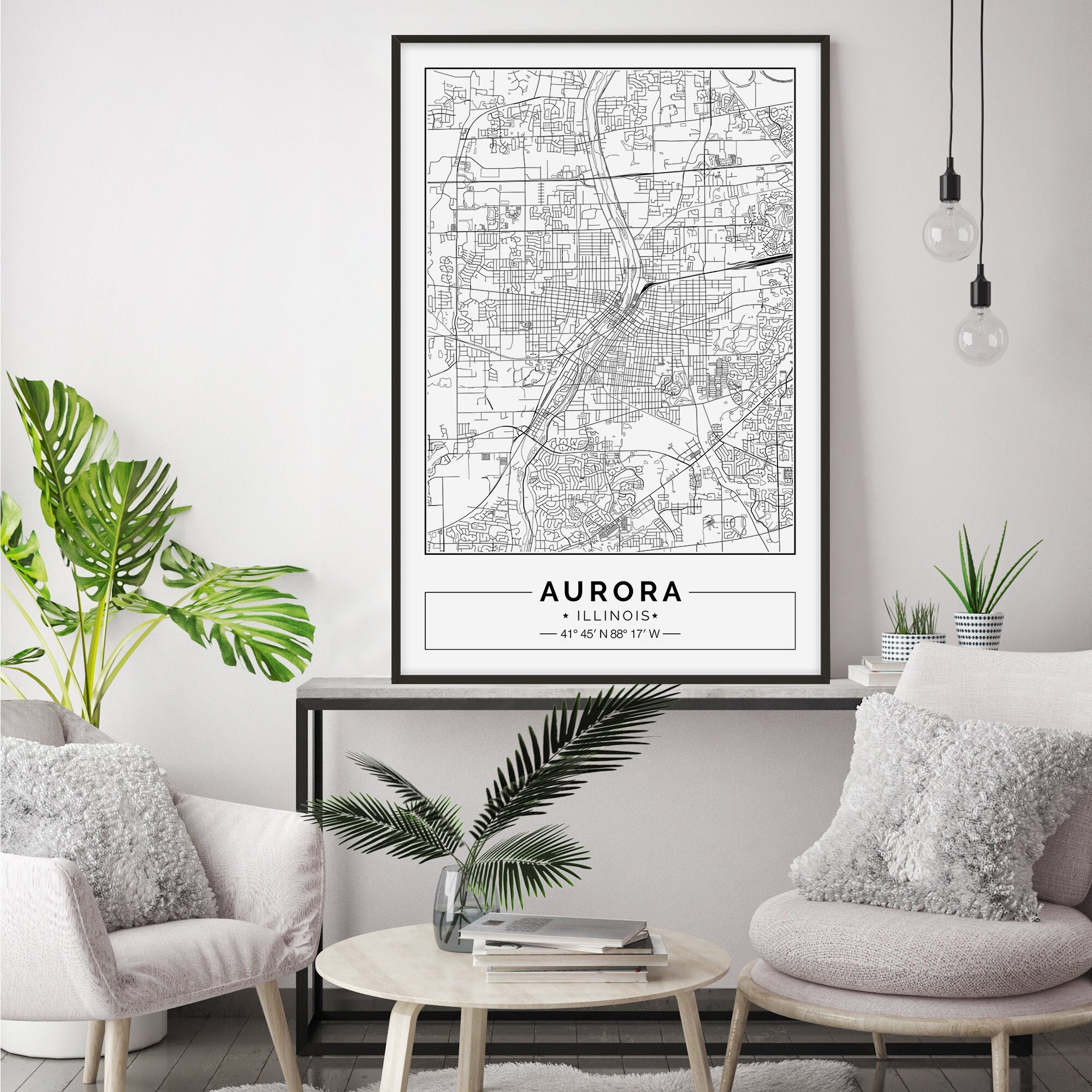 Aurora Map Print Aurora Map Poster Aurora Wall Art Aurora Etsy