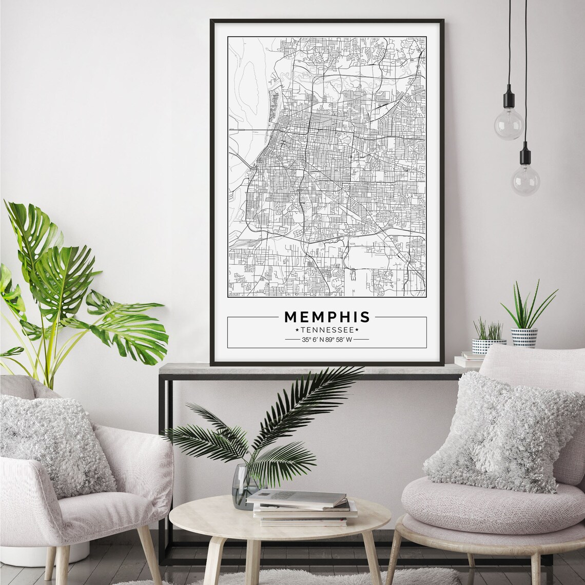 Memphis Map Print Memphis Map Poster Memphis Wall Art | Etsy