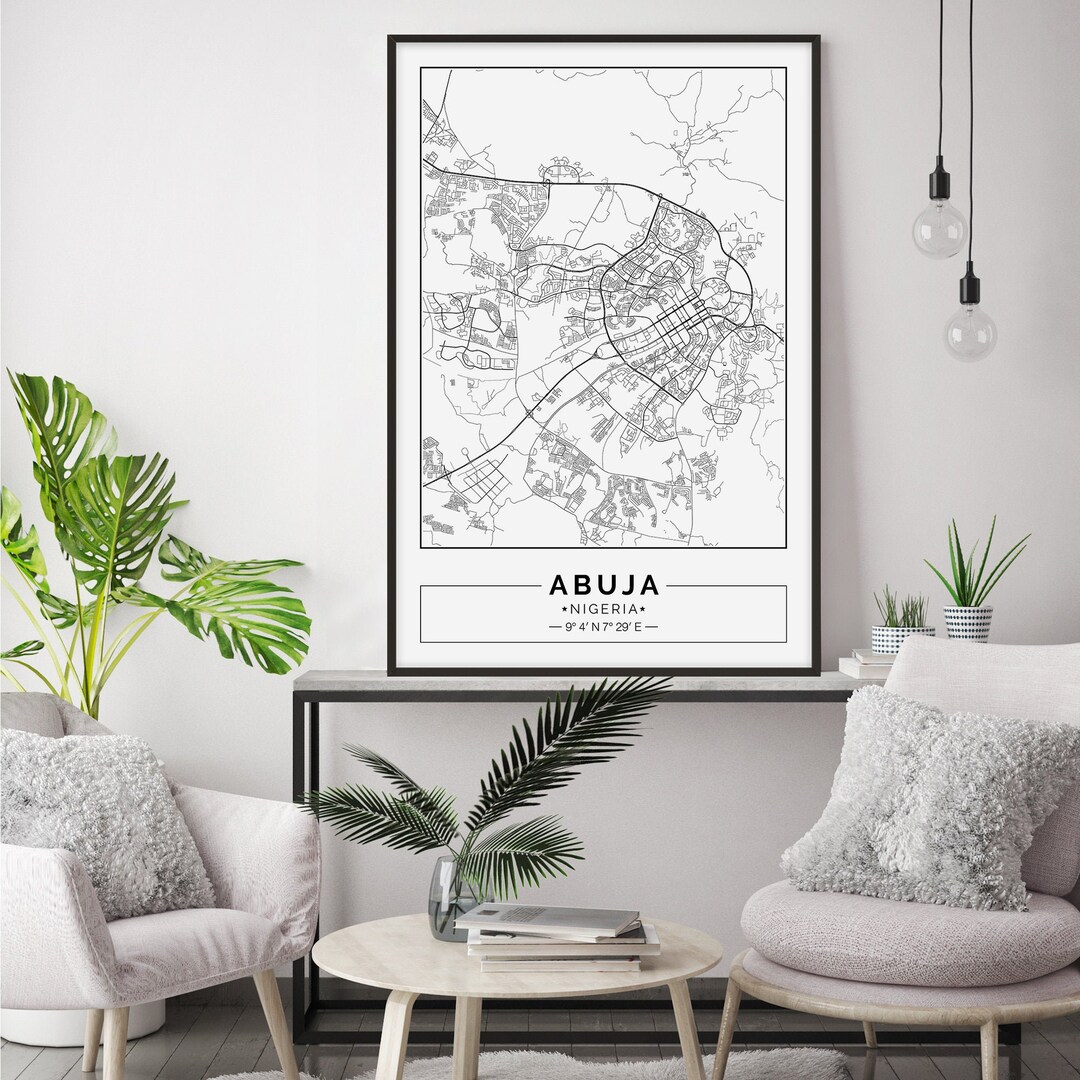 Abuja Map Print Abuja Map Poster Abuja Wall Art Abuja Etsy
