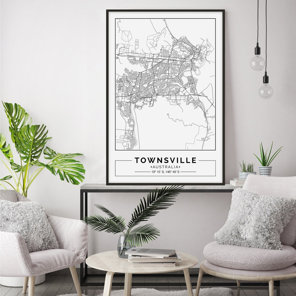 Townsville Map Print Townsville Map Poster Townsville Wall Etsy