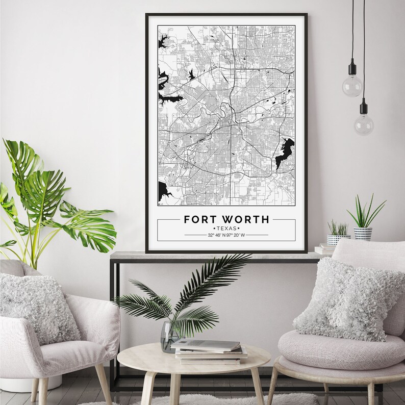 Fort Worth Map Print Fort Worth Map Poster Fort Worth Wall Etsy
