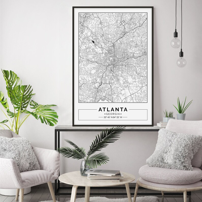 Atlanta Map Print Atlanta Map Poster Atlanta Wall Art | Etsy