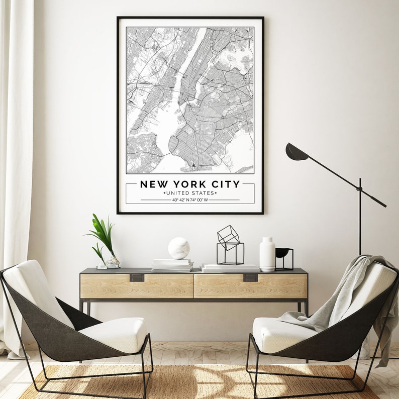 New York City Map Print New York Map Poster New York Wall - Etsy
