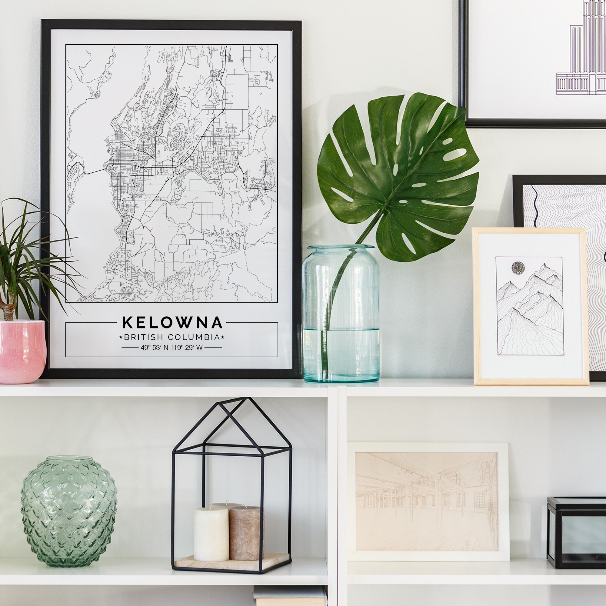 Kelowna Map Print Kelowna BC Map Poster Kelowna Wall Art Etsy