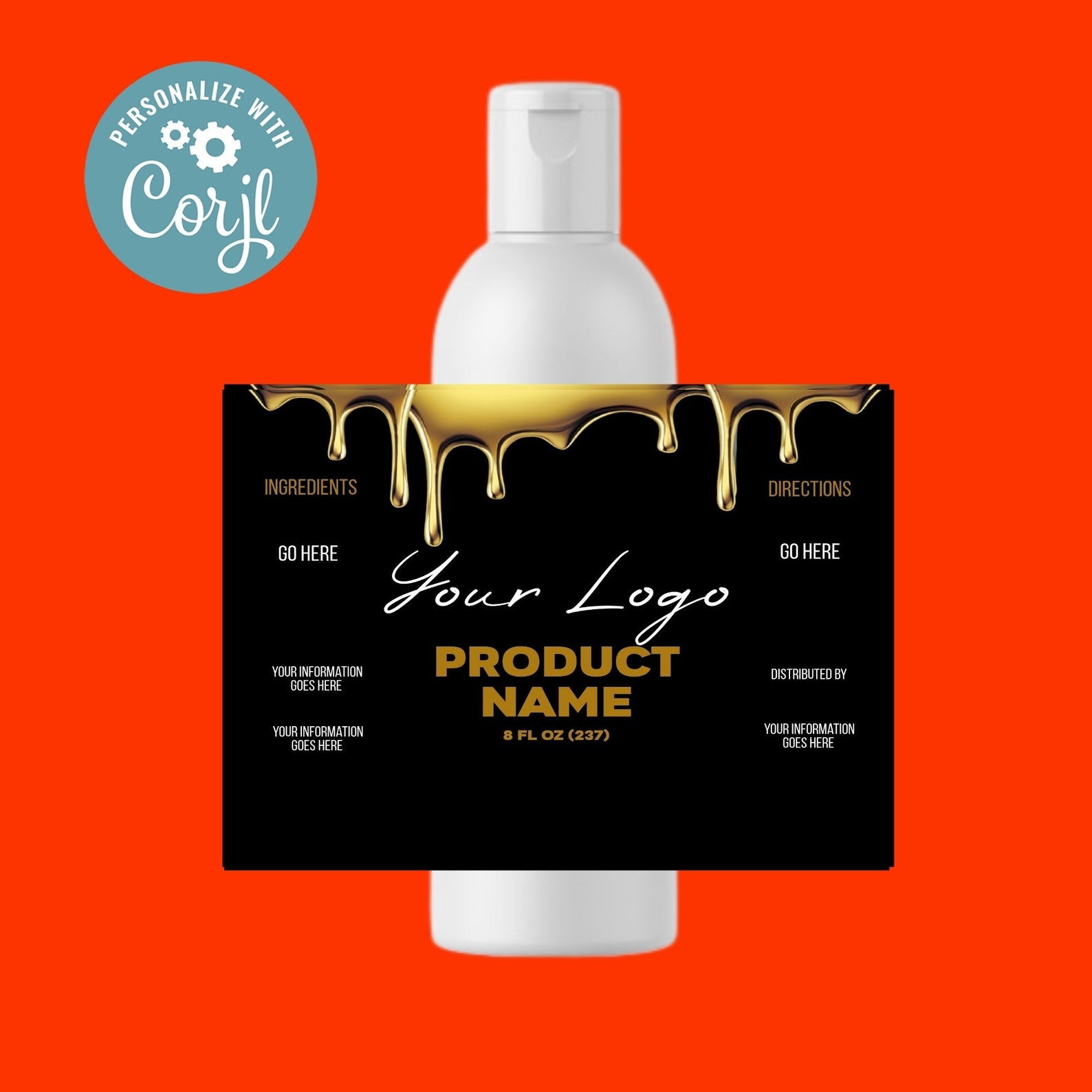 DIY Gold Shampoo Bottle Label. Gold Drip Label Instant Etsy