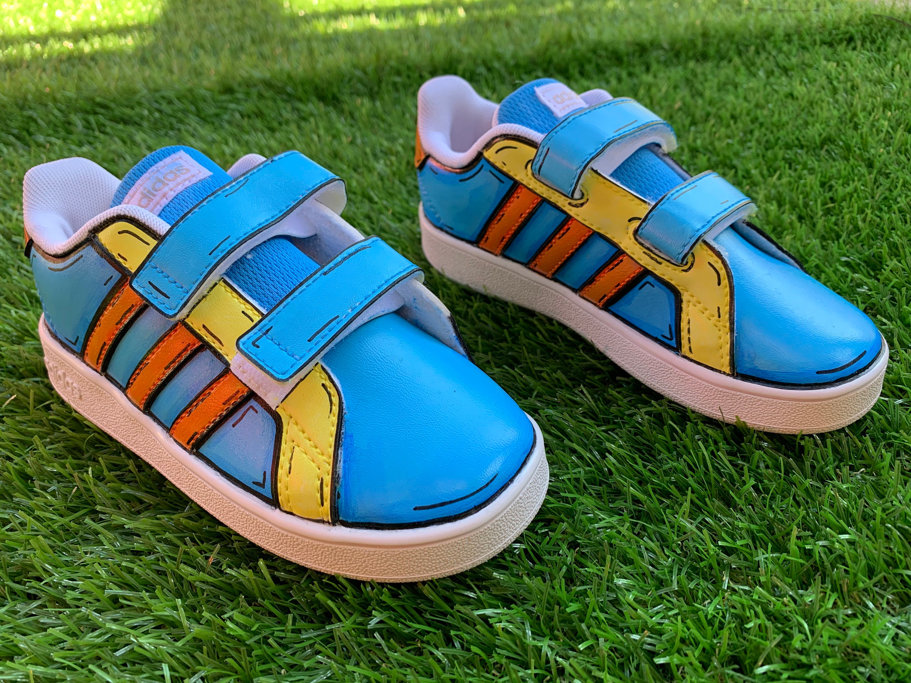 Kids Adidas Cartoon Style Custom Hand Painted Shoes Etsy