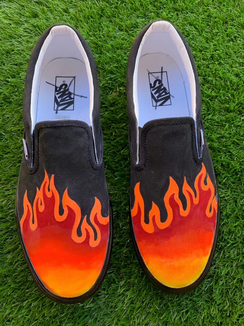 Flame Themed Hand Painted Shoes Custom Vans - Etsy