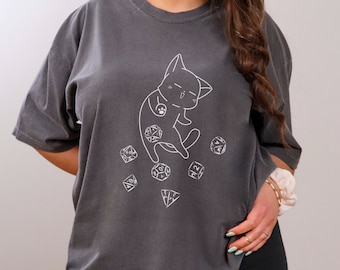 Dnd cat shirt d&d comfort color dandd shirt dungeon master dnd gift dungeons and dragon dice