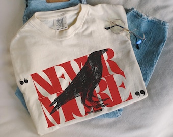 Edgar Allan Poe shirt the raven shirt Comfort colors nevermore book shirt gift for librarian book person gift for book lover book gift