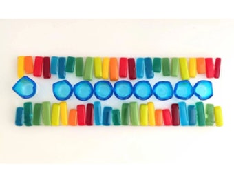 Hanukka menorah - Rainbow fused glass menorah - Hanukkia - Bar/Bat Mitzvah gift - unique modern Judaica made in Israel - Jewish wedding gift
