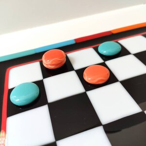 Checker Board Fused Glass - Rainbow Checkers Set - Chess Board - Glass ...