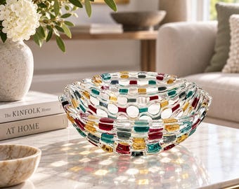 Luxury Glass Art Centerpiece - Modern Fused Glass Bowl - Fine Heirloom Art Glass Accent, One of a Kind Sculpture