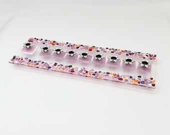 Menorah for Girls - fused glass pink menorah Hanukka lights - Bat Mitzvah gift - unique modern Judaica made in Israel - Jewish gift for her