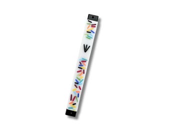 Glass Mezuzah in rainbow colors - Jewish wedding/engagement gift - mezuzah case for Jewish home - Judaica made in Israel - Jewish home decor