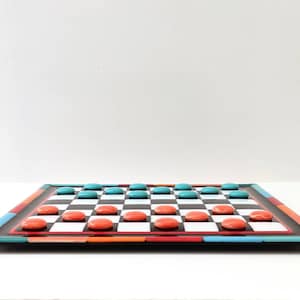 Checker Board Fused Glass - Rainbow Checkers Set - Chess Board - Glass ...