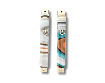 Glass mezuzah case - Jewish wedding/engagement gift - colorful mezuza cover for Jewish home - Judaica made in Israel - Jewish home decor